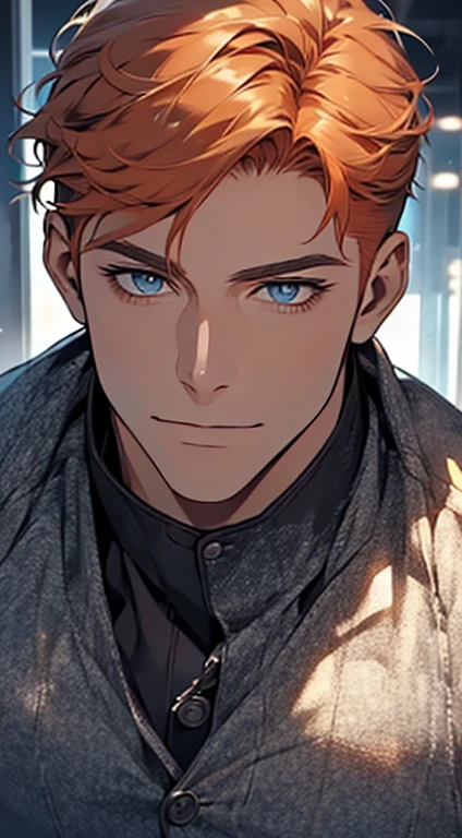 (best quality,4k,8k,highres,masterpiece:1.2),ultra-detailed,(realistic,photorealistic,photo-realistic:1.37),1 man,31 years old,mature man,very handsome,without expression,smile,short grey b
Orange hair,blue eyes,penetrating gaze,perfect face without errors,imposing posture,businessman,office background,cinematic lighting,hdr image