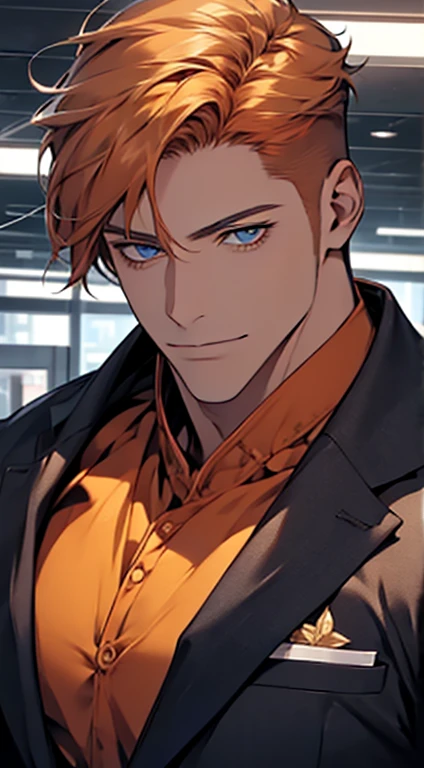 (best quality,4k,8k,highres,masterpiece:1.2),ultra-detailed,(realistic,photorealistic,photo-realistic:1.37),1 man,31 years old,mature man,very handsome,without expression,smile,short grey b
Orange hair,blue eyes,penetrating gaze,perfect face without errors,imposing posture,businessman,office background,cinematic lighting,hdr image