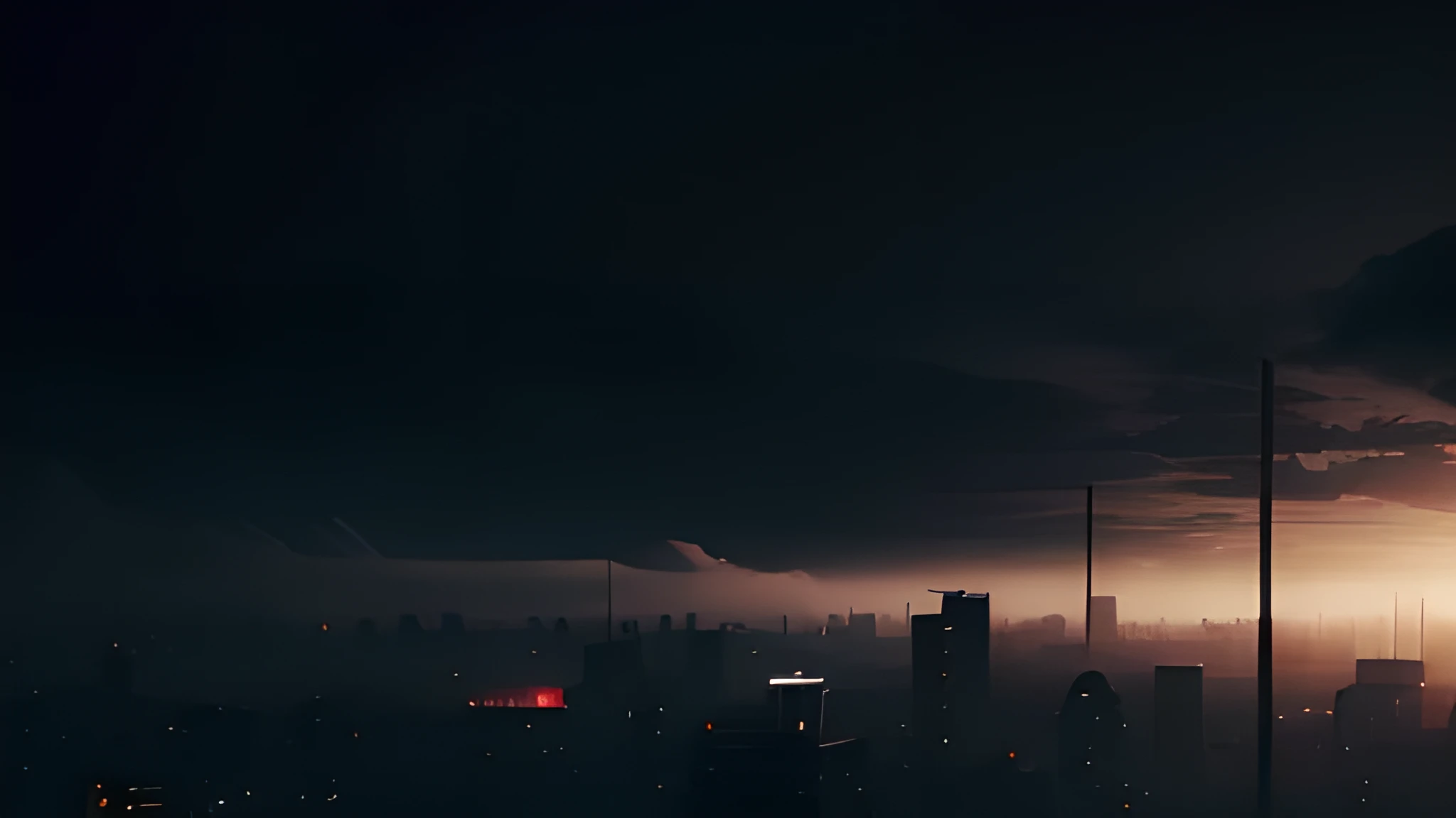  wallpaper, focus on building, dark night with dense fog, ultra realistic and obscure style