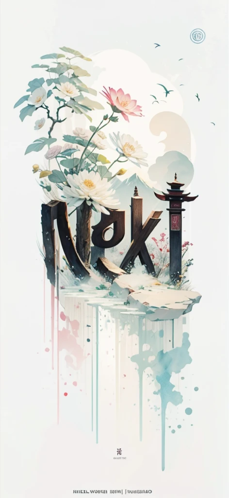 (Art by Numbers,Inks and washes:1.2)，Nobody, Mountain々, wood, Rivers，Flowers，Lotus flower， (Oriental elements, Chinese colors, Senior Color Matching),  (3D sculpture，Rendering with Octane，Volumetric Light，Natural soft light，), (Very delicate:1.2, Losing focus:1.2, Very colorful, Cinema Lighting, Chiaroscuro,Ray Tracing), masterpiece, Super rich,Very detailed,8k, Zurrison_style_wonderful_wall