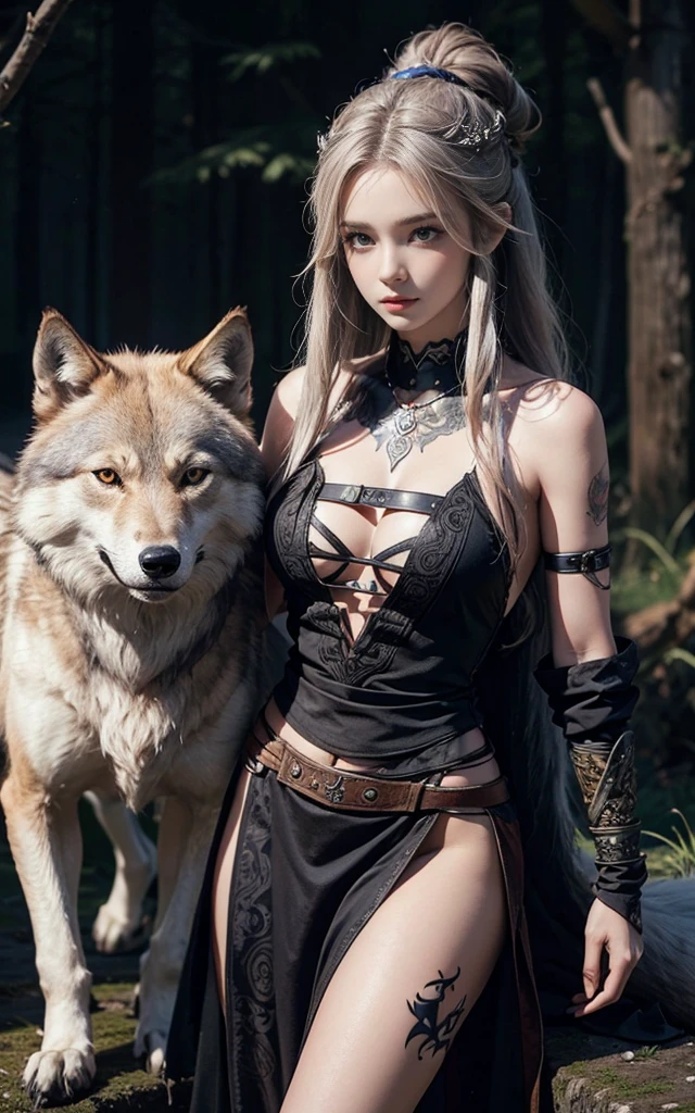 An unparalleled 8K UHD professional photograph that stands as a testament to the zenith of artistic vision, set against the backdrop of a spellbinding fantasy realm. At the heart of this realm is a 19-year-old girl, a figure of sublime beauty with cascading soft silver hair that glimmers like strands of starlight. Her presence is a harmonious contradiction: while her visage radiates innocence, her amazingly elegantly arched black devil horns unveil her true identity as a bona fide real demon. These devil horns, majestic yet menacing, are a perfect embodiment of her dual nature, blending seamlessly with her enchanting allure.
Her pale hands, captured in exquisite detail, are not just visually striking but are also imbued with the narrative of her demonic heritage, each line and curve a whisper of her ancient lineage. By her side stands a majestic, enigmatic giant wolf, a noble companion whose presence complements her own formidable essence. Their bond transcends the ordinary, radiating a joy that is both pure and deeply rooted in their shared mystical bond.
The scene is bathed in a resplendent natural light that not only illuminates but also enhances the surreal elements of this otherworldly setting. The light weaves through her hair, dances around her horns, and casts a noble glow on her scary giant wolf companion, against a backdrop that is vibrant and dreamlike. This composition is a masterful interplay of light and shadow, adding depth and dimension, and rendering every texture so vivid that it feels tangible.
This photograph is more than a visual feast; it's an immersive experience. The viewer is not merely observing but is drawn into a world where the line between reality and fantasy blurs, touched by the beauty, mystery, and intrinsic joy of this demon girl and her mythical wolf. It's a portrayal that transcends the medium, capturing the essence of their otherworldly existence in a moment frozen in time.
