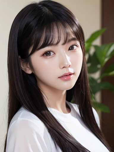araffe asian woman with long black hair and a white top, Beautiful Korean Women, Young and adorable Korean face, Gorgeous Young Korean Woman, Cute Korean Actresses, One adorable Korean face, Korean Girls, Beautiful young Korean woman, Bae Suzy, A lovely and delicate face, Popular Korean makeup, Korean facial features, Shin Jinyoung, Round face, Larisa Manovar