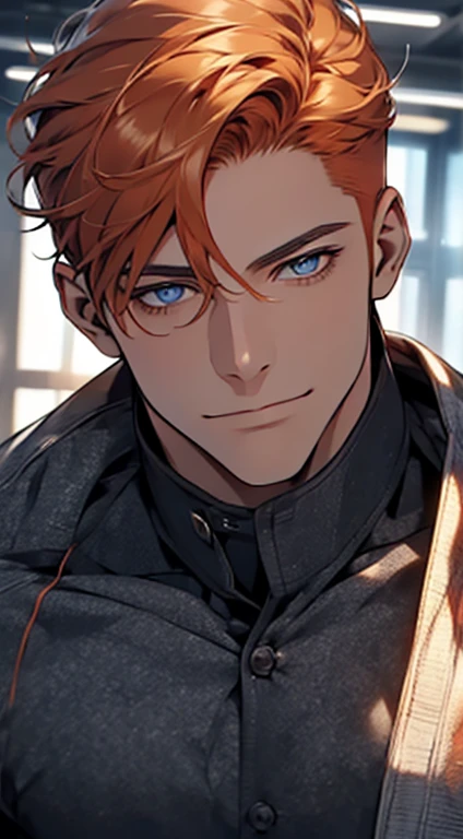 (best quality,4k,8k,highres,masterpiece:1.2),ultra-detailed,(realistic,photorealistic,photo-realistic:1.37),1 man,31 years old,mature man,very handsome,without expression,smile,short grey b
Orange hair,blue eyes,penetrating gaze,perfect face without errors,imposing posture,businessman,office background,cinematic lighting,hdr image