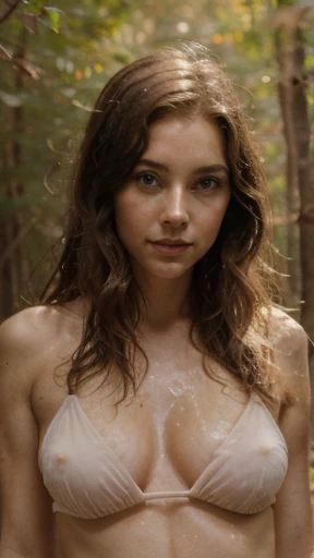 , Safe for work, natural young D36  focused, D36-24-35 firm body , height-175cm weight-58kg, anglic glow skin,

Organza-white-bikini-soak wet-seethrough transparent-extremly thin skin-tiny-deep v neck open,  young 16 year old, no wrinkle , firmed body, natural balanced tight v-face , baby fat face,

Long Hazel Gold light-brown Hair, rich Quality, 1girl, Solo,

bright round wide big eye x1.15, detailed eye, high quality moist eye, large pupil Blue eyes, big-light-glowing-eye, flibanserin ectasy  aphrodisiac drug Active, body arouse tighten, happy-shy-smile, blush, surrender mindset,

Forest scene, wide, Orange-yellow-leaves, angel glow fairy atmosphere, late afternoon light 45 degree,

bokeh background, look at camera, front face focused, Looking stare to viewer, full body down to hip image,
