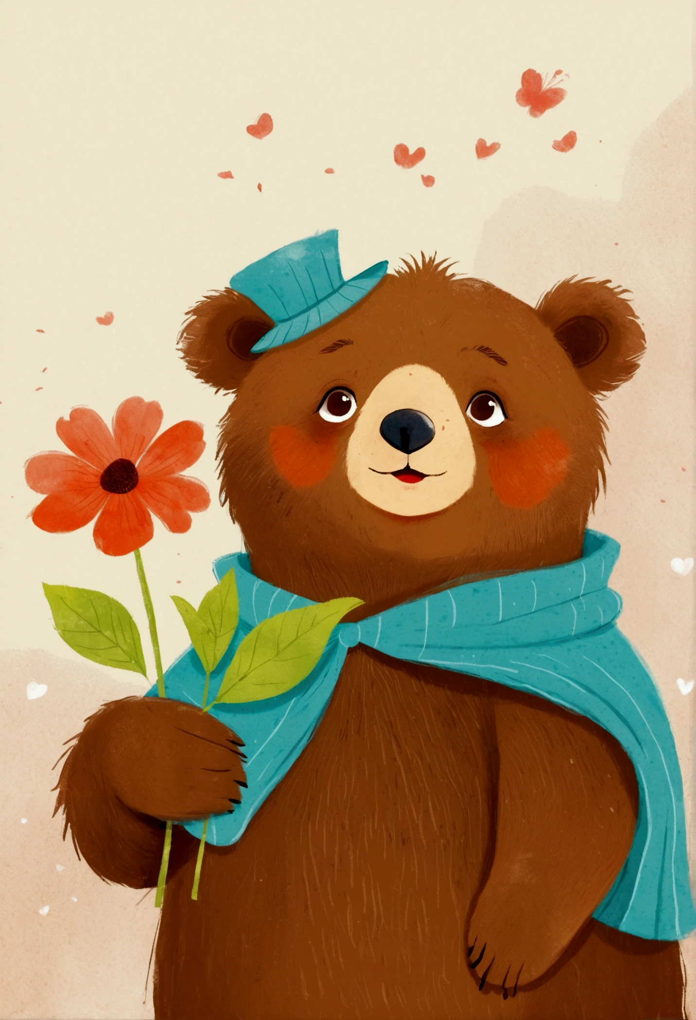 There is a poster,There is a cartoon bear holding a flower on it, 2 0 2 4, 2024, 2 0 2 3, 2023, concept art 2022, 2 0 2 2, 2022, 2447, Inspired by Jean Hélion, Year 2 0 2 2