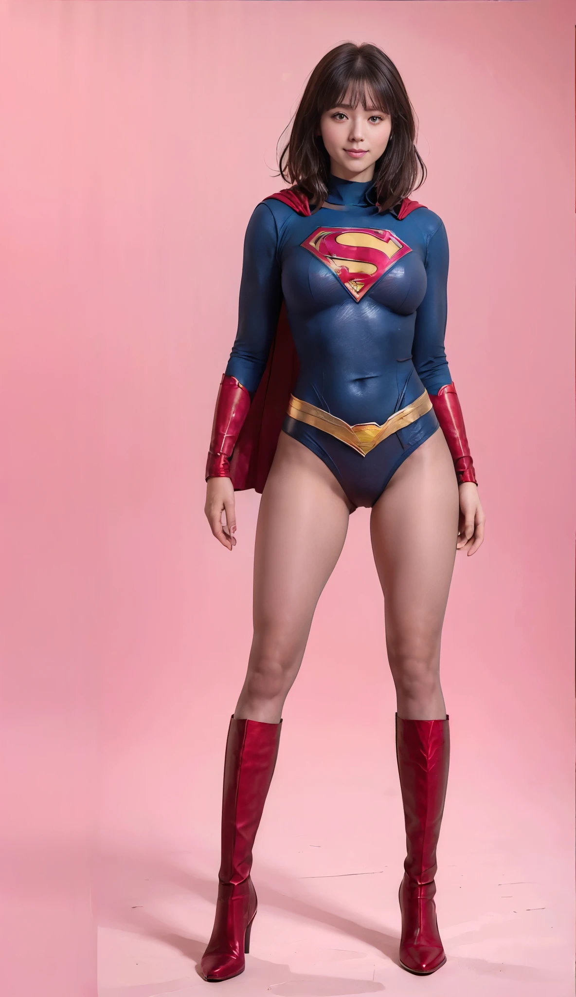 No background、She always has her mouth open、She always has a sad look on her face、Always close your eyes、(((Beautiful legs in black tights.)))、(((Stretch your legs、expensive、Showing a beautiful smile)))、((((Make the most of your original images)))、(((Supergirl Costume)))、(((Beautiful Short Hair)))、(((Suffering face)))、(((Black tights legs、Wear red boots)))、((Best image quality、8k))、((Highest quality、8k、masterpiece:1.3))、(((Preserve background )))、Sharp focus:1.2、Beautiful woman with perfect figure:1.4、Slim Abs:1.2、Wet body:1.5、Highly detailed face and skin texture、8k
