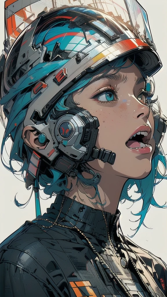 (((masterpiece, highest quality))),(((solo:1.2))),(((1girl:1.2))),32k wallpaper, very detailed, poster, vintage science fiction,(((((geometric cinematic movie poster))))), ((bauhaus)),(shape),(((abstract))),(mid century modern),(((((portfolio))))),(((((Close-up))))),(((((bust up))))),((((more various angle)))),((((highlight)))),((((heterochromia)))),(((complete. detailed face))),((((Extremely talented)))),(((((most complecated futristic machine))))),(Colorful color scheme),(((detailed unlimited complete equipment : helmet like a rail gun))),(((((Absolutely simple  background))))),(((Texture for people : grunge))),(((((Open your mouth wide)))))