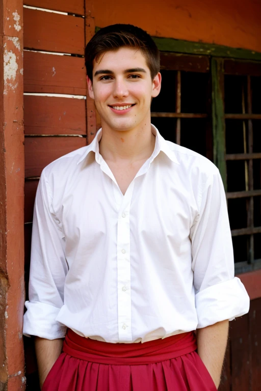 A young cute tall white man in his Paraguayan tradition