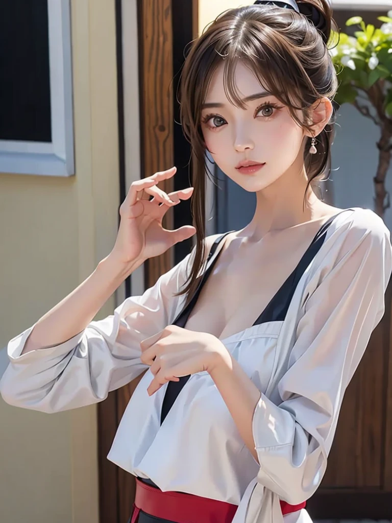 Japanese model with ponytail、
Taking a pose at a photo shoot
