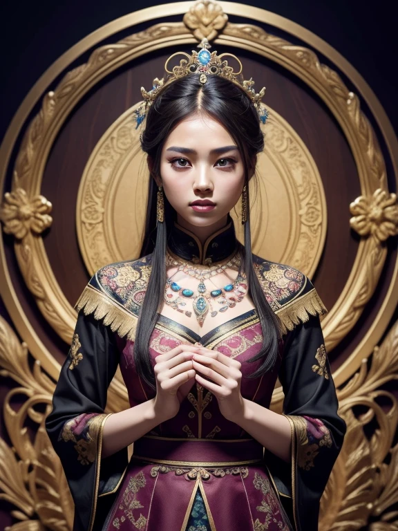 To be or not to be, this is a question, official art, unity 8k wallpaper, Ultra detailed, beautiful and aesthetically pleasing, masterpiece, Best quality, photorealistic, (zenconfuse, mandala, confuse, enconfuse), sophisticated clothes, extremely detailed, Dynamic angle, the most beautiful form of chaos, elegant, brutalist developed, bright colors, the romanticism of Zhongfenghua