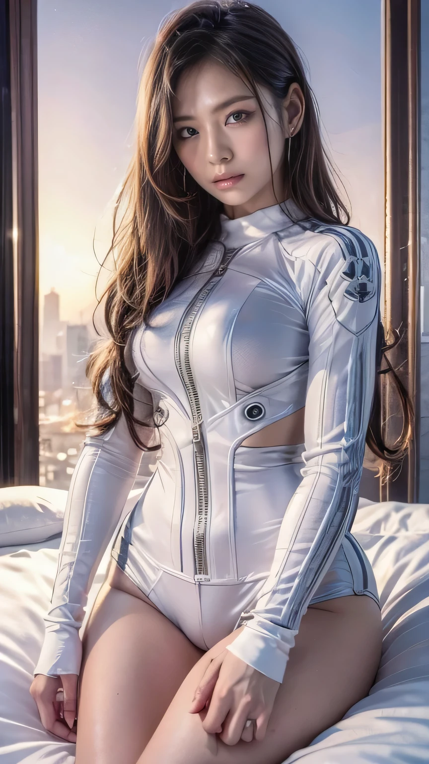 (Standing in a Tokyo hotel room:1.4、Stand with your legs apart、Hands on hips、Night view、cameltoe)、(Realistic、Like a photograph、Live Action、8k, Realistic, RAW Photos, Best image quality: 1.4), Single-lens reflex camera、RAW Photos, Highest quality, Realistic, Very detailed CG Unity 8k wallpaper, Written boundary depth, Cinematic Light, Lens flare, Ray Tracing, Realistic background、(Glossy bodysuit、Body-fitting bodysuit:1.4、Shorts、(Small breasts:0.5))、1 female,Cute Japanese 17 year old girl、((whole body:1.5))、Shy expression、Long Hair:1.2、I like that style、stylish、Very detailed、Pay attention to the details、Perfect outfit、(White skin)、Beautiful legs:1.1、View from below、Looking down here、Accurate Arm、Accurate feet、Anatomically correct body、Accurate fingering、Super detailed face