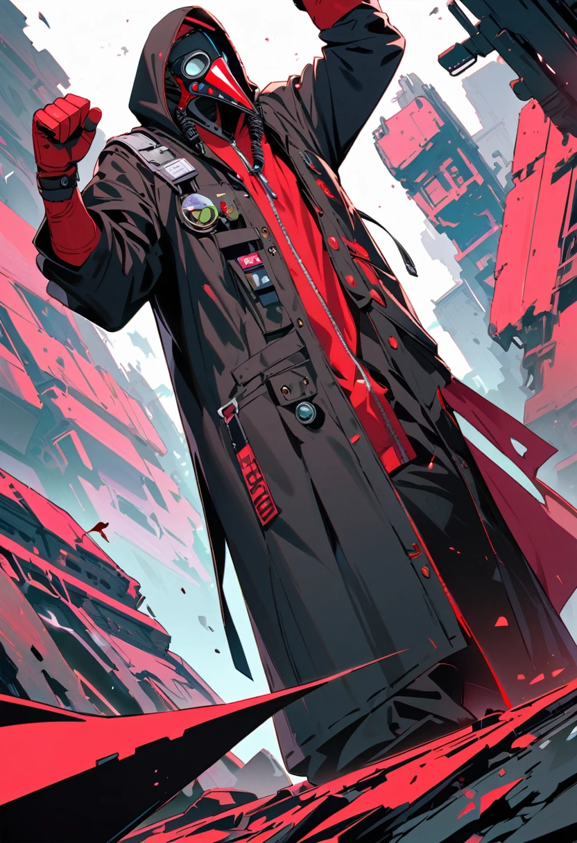 (1 boy), Gray hair, ((red eyes)), ((two red moons in backgrond)), eerie, blood-filled floor, beautiful, handsome, look ahead, a bloodied face, expressionless, (high quality)
