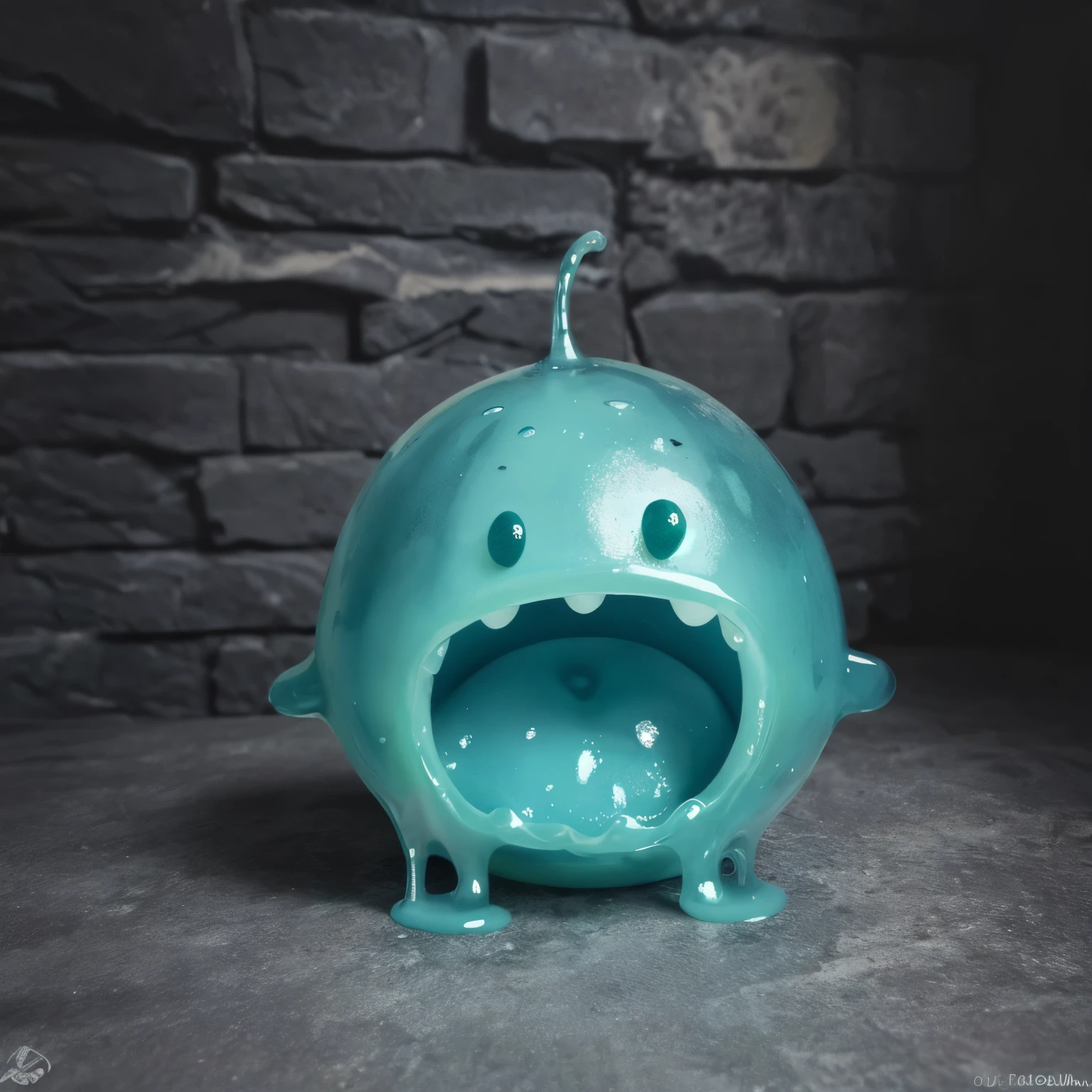 a slime, adorable shape, pretty, no human, in the dungeon, best quality, high resolution, detailed, realistic,