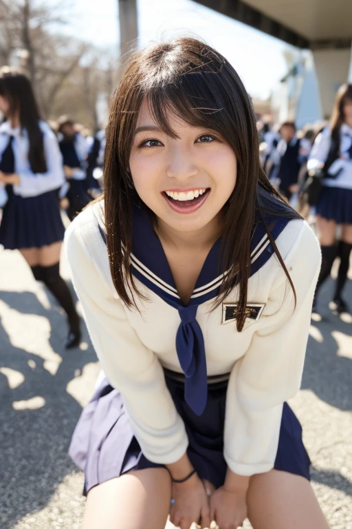 Top Quality, Masterpiece, Super High Resolution, (Photorealistic:1.4), Highly Detailed, Professional Lighting Smile, Masterpiece, Top Quality, (Low Angle), Low Angle, Shot from the Floor, ((Super Detailed Face, Detailed Lips, Squinting, Double Eyelid), ((One Girl)), Top, (Japanese Girl_Woman:1.1) Japanese girl, Junior high school student, Sailor suit on upper body, Sailor suit, Female genitalia visible, Legs spread wide, Cunt overflowing with love juice, White fluid flowing from cunt, Female genitalia wet and shiny, (Attractive Japanese women pictures), Female genitalia fully visible, Showing off skin, Embarrassed expression, (Japanese girl_woman:1.1) Blushing, Aww face, Open mouth wide, Ecstasy, Sticking out tongue, Sexual expression, Spreading legs wide, (((spreading vaginal vestibule with fingers to show))),,Vagina fully visible, ((only one person)),,Vagina fully visible, Very much pubic hair, Pubic hair is black, (((your )))), ((crotch open)),,female genitalia fully visible, ((one person)), very detailed, octane rendering, legs open, crouching, female genitalia exposed, semen on cunt, vibrator in cunt, girl holding vibrator
