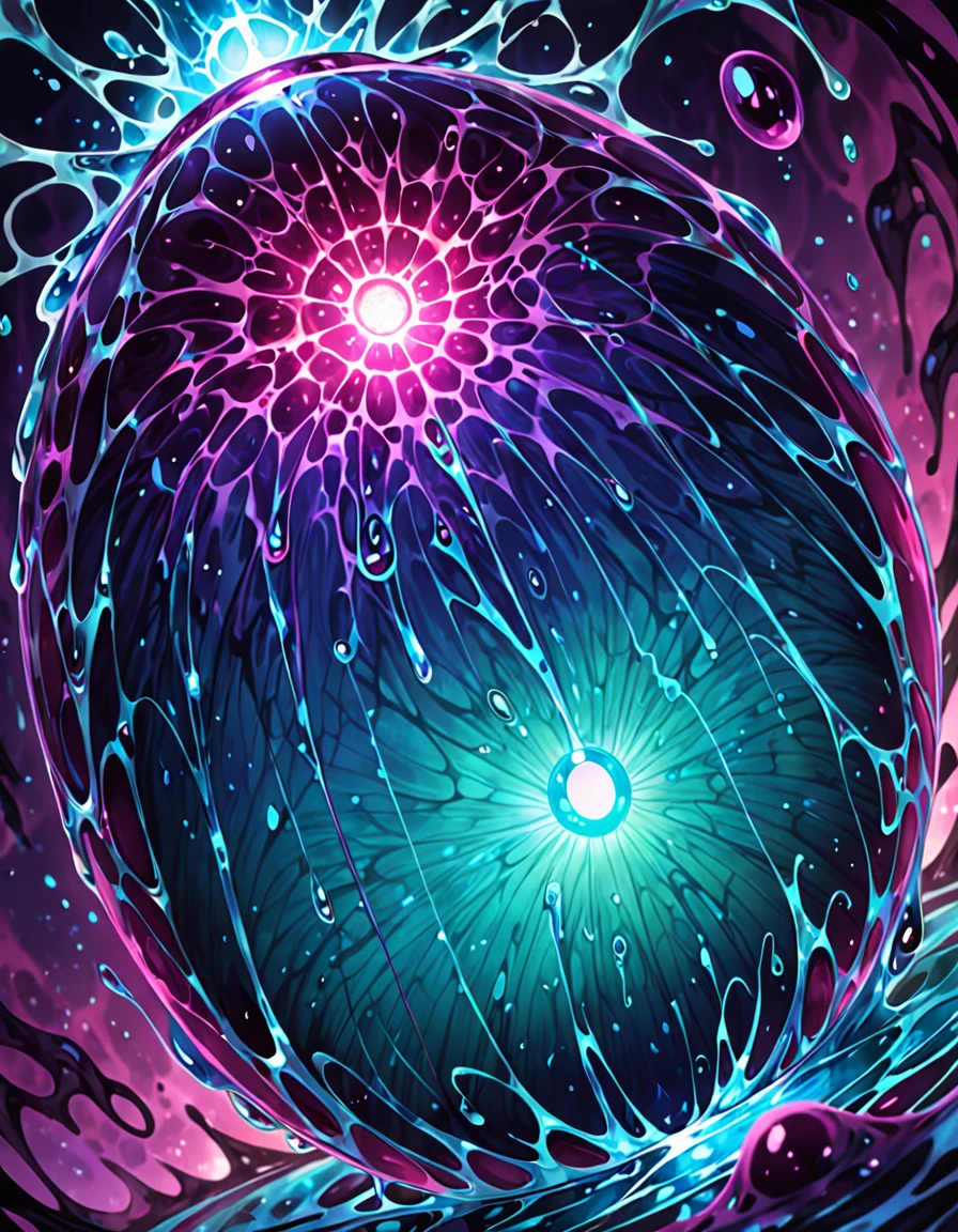 Fantasy、monster、Slime、Supergiant single cell、It is warped by weight、hight clarity、Transmitted light、Central core、