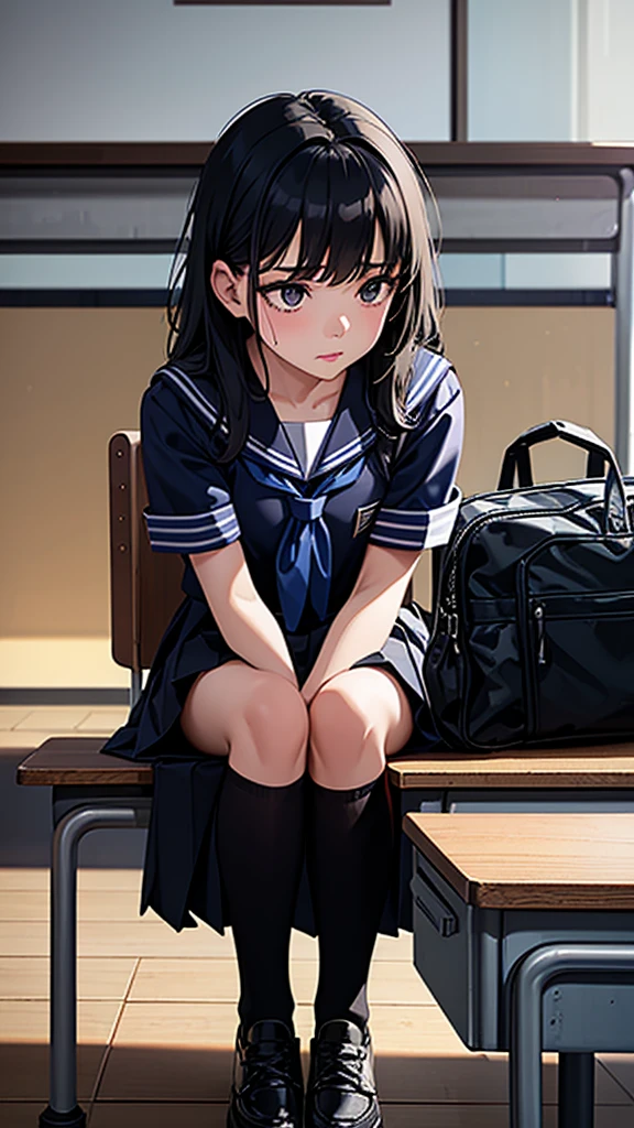 
Beautiful attention to detail, Beautiful lip detail, Very detailed目と顔, Long eyelashes, 1 girl, Face close-up, inside the School, In the classroom, 18-year-old, Sweat, Dark skin, (Black perm hair),dissatisfaction, Sulky, Sailor suit, Dark Blue, White shirt, Short sleeve, School, Dark Blue Skirt, Black Skirt, Knee-high socks, sneakers, School bag, Highest quality, 4K, 8k, High resolution, masterpiece:1.2, Very detailed, Realistic, photoRealistic, photo-Realistic:1.37, High resolution, 超High resolution, Studio Lighting, Ultra-fine painting, Sharp focus, Physically Based Rendering, Very detailed説明, Professional, Vibrant colors, Bokeh, Portraiture