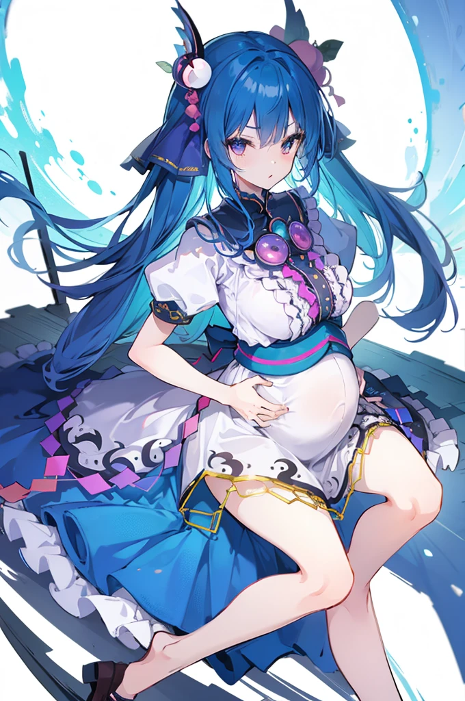 (masterpiece),best quality, Expressive eyes, Perfect face, 1girl,
Large Breasts, H Cup,Good breasts, Hands on waist,beautiful, Gorgeous,Japanese cartoons,girl,Lola,Hina Angel, Blue Hair, Blue Haired,tent , tent chest, tent breast, Floating clothes,Grab your waist, Grab your waist, Hands on Hips , Hands on hips,Sitting, Sitting on ground, Legs on the ground,Pregnant
