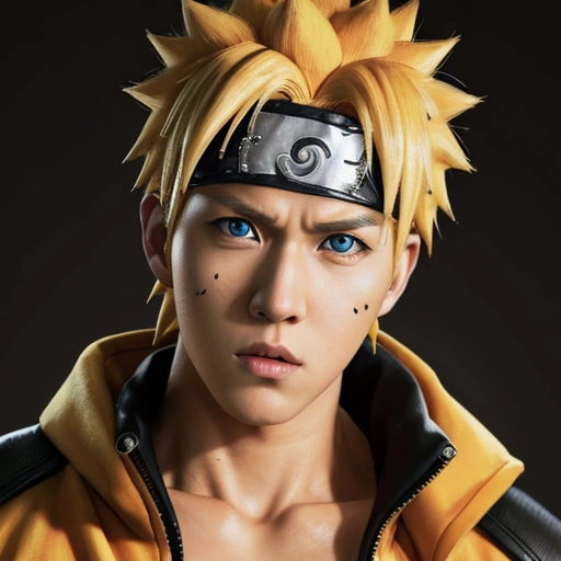 naruto, naruto uzumaki, Create a masculine Naruto Uzumaki avatar, look carefully. Inspired by Naruto Uzumaki from Naruto, photo shoot (Photorealism) (Realistic) (Ultra HD |) (8K Wallpaper) (The finer details) (Extreme facial detail) live-action Realistic
