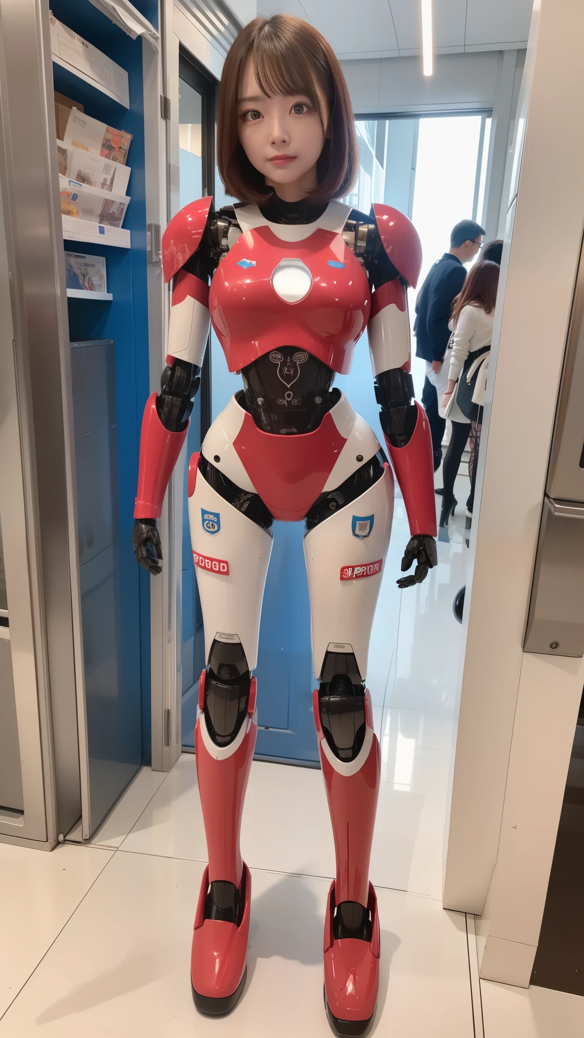 one robot woman, hyperdetailed face, Super well-formed face, armored robot, Police, robot, perfect-female-robot, perfect-mechanical-body