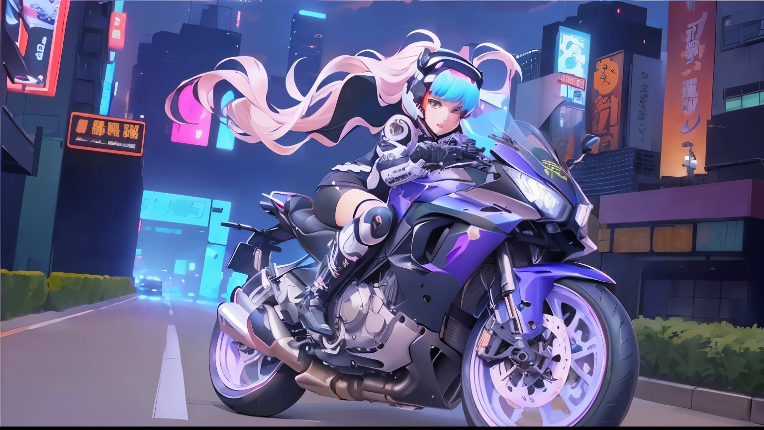 anime girl riding a motorcycle in the city at night, 坐在赛博朋克motorcycle上, Anime cute art style, Anime style 4k, Anime style illustrations, Digital Anime Illustration, Vector shadow anime, riding a futuristic motorcycle, riding a motorcycle, Digital Cyberpunk Anime Art, Flat anime style, 2D anime style, motorcycle, Anime Cyberpunk Art, Anime style digital art