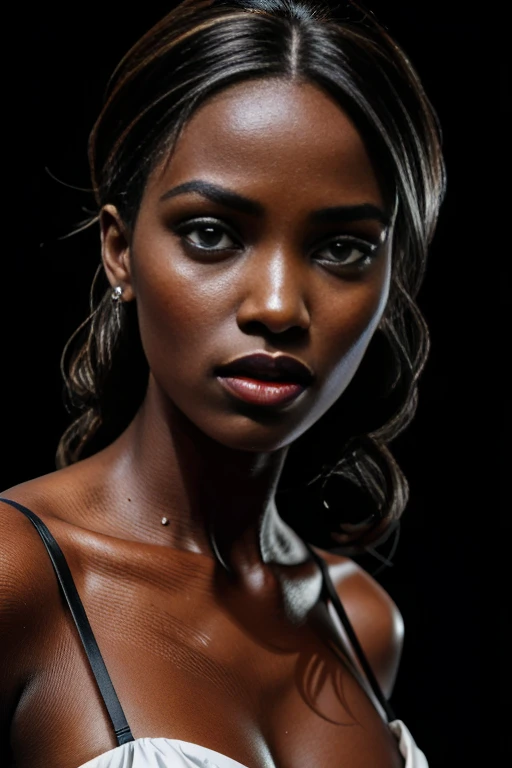 cinderella woman with dark skin,roman costume,red lips,beautiful detailed eyes,extremely detailed face,longeyelashes,elegant poses,dramatic lighting,chiaroscuro,photorealistic,(best quality,4k,8k,high-res,masterpiece:1.2),ultra-detailed,(realistic,photorealistic,photo-realistic:1.37),fantasy,cinematic,dramatic,vivid colors,warm color palette,oil painting,digital art,intricate details,masterpiece