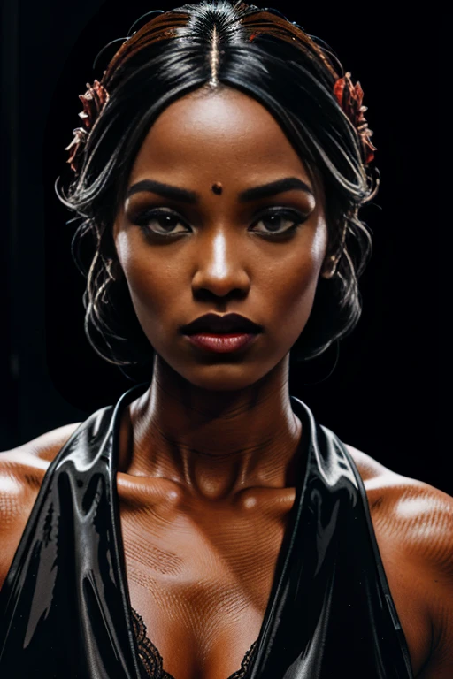 cinderella woman with dark skin,roman costume,red lips,beautiful detailed eyes,extremely detailed face,longeyelashes,elegant poses,dramatic lighting,chiaroscuro,photorealistic,(best quality,4k,8k,high-res,masterpiece:1.2),ultra-detailed,(realistic,photorealistic,photo-realistic:1.37),fantasy,cinematic,dramatic,vivid colors,warm color palette,oil painting,digital art,intricate details,masterpiece