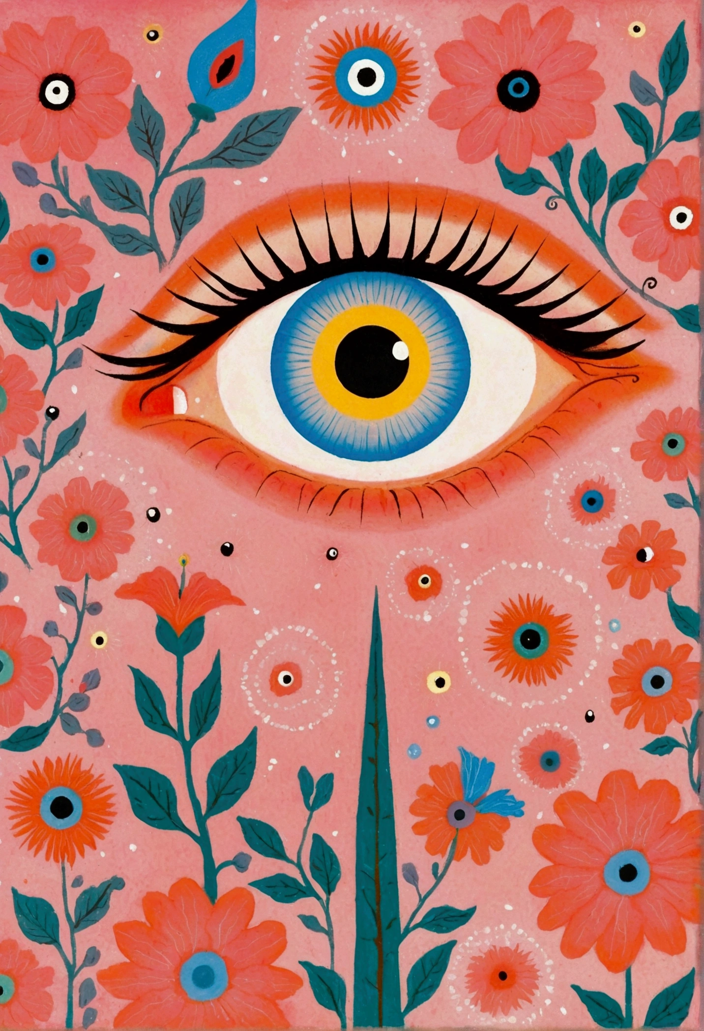 A pink flower,There is a blue eye on it, big 粉红色s eyes, big eyes, The Third Eye, The Third Eye睛, All-Seeing Eye, 粉红色s eyes, eyeball, Watching you, Judy Chicago, mystical The Third Eye睛, Inspired by Victor Brauner, The Third Eye的视觉, s eyes, All-Seeing Eye, ( All-Seeing Eye ), an eye