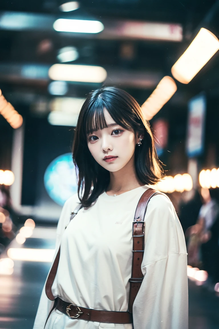 Absurd, High resolution, Super detailed, (One girl:1.3), BREAK Designing a glamorous runway scene, With bright light, Stylish Background, A girl in stylish clothes posing confidently.
