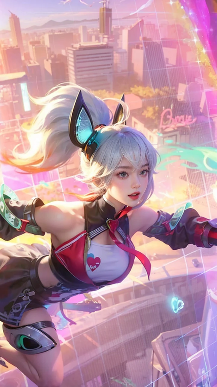 (Girl sleeping face down in big office), Silver hair, Bangs, Blunt bangs, Long hair, Braiding(poneyTail), aqua eyes, longeyelashes, Solid Circle Eyes, makeup, Open mouth, blush, Parted lips, Bright pupils, smiley, Seductive smile, glint, surrealism, Modern,(( Camouflage blouse、off shoulders、))、((No skirt))、(sniper rifles))(Peeking into the scope)Chiaroscuro, Chiaroscuro, depth of fields, One-person viewpoint, From Side, F/1.8, 135 mm, canon, nffsw, retinas, masutepiece, ccurate, Anatomically correct, Textured skin, Super Detail, high details, High quality, Best Quality, hight resolution, 1080p, hard disk, 4K, 8K、(Take a sniper regime) ((Full Body Angle))、、Skyscrapers are hazy behind((Camouflage pattern micro bikini))