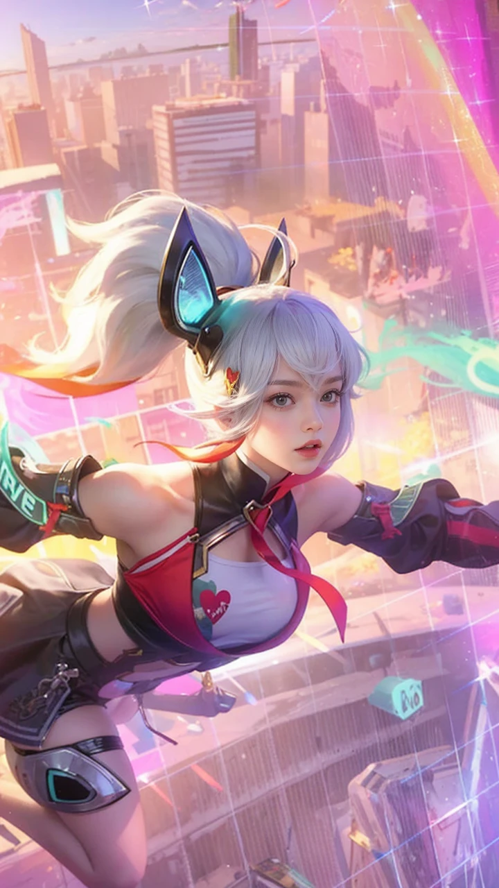 daughter， a certain number， highest quality， big breasts beautiful， cute， luster，About warshipaster piece， cat&#39;s eyes，White Navy Uniform，naval equipment， Big wavy blonde hair，With military cap，Eyes are sharp and affectionate，gentle smile，fighting stance，white color，sea background，(((Armed with a submachine gun:1.3))),pure desire