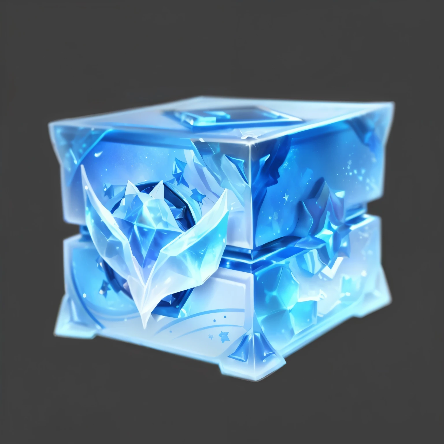 Blue starry box close-up， Loot Boxes， jelly般的肌肤, Object Art, League of Legends Inventory Items, Game Icon Assets, Treasure Artifact，jelly，translucent