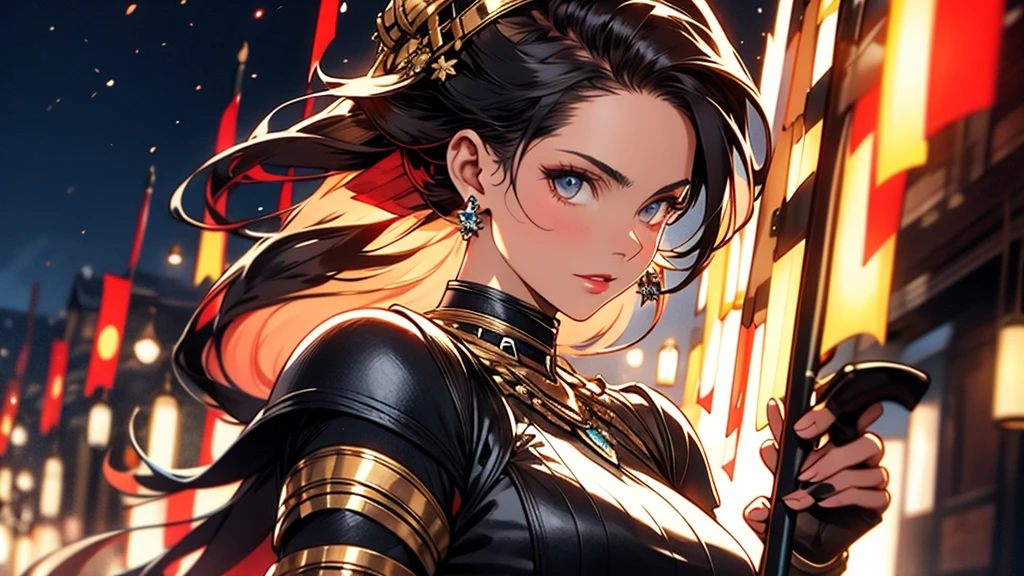 a beautiful lady warrior holding spear