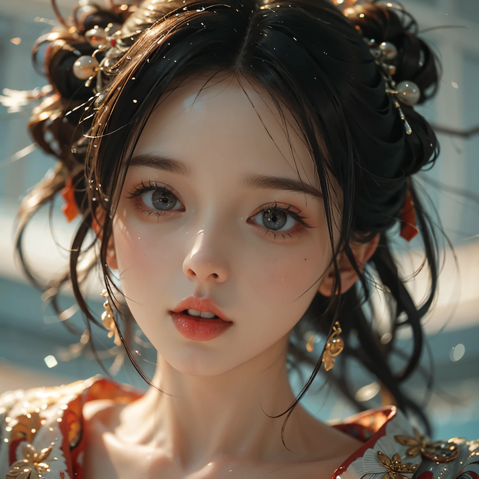 ExtremelyDetailed KAWAII girl Face,(Close-up big lips), glossy lips with beautiful details, uettish tongue, Kissing to camera, towards the viewer, 8K TopQuality masterpiece,an extremely delicate and beautiful (ProfessionalPhoto:1.37), Amazing,finely detail,official art,incredibly absurdres,ultra-detailed,close-up shot, close up, (fish eye lens), wide lens, macro lens, Detailed brilliant Eyes ElaboratePupils with (sparkling highlights:1.28) (Delicate Voluminous LongEyelashes:0.88), offshoulder ExposedShoulder