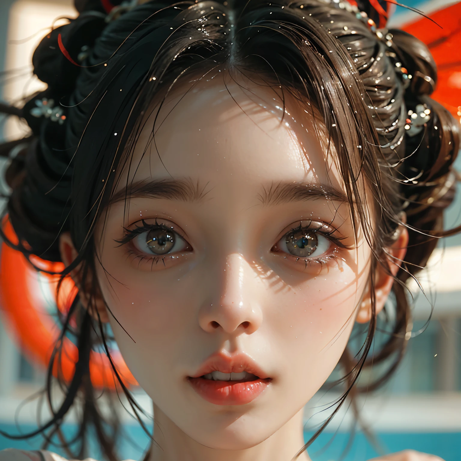 ExtremelyDetailed KAWAII girl Face,(Close-up big lips), glossy lips with beautiful details, Coquettish tongue, Kissing to camera, towards the viewer, 8K TopQuality masterpiece,an extremely delicate and beautiful (ProfessionalPhoto:1.37), Amazing,finely detail,official art,incredibly absurdres,ultra-detailed,close-up shot, close up, (fish eye lens), wide lens, macro lens, Detailed brilliant Eyes ElaboratePupils with (sparkling highlights:1.28) (Delicate Voluminous LongEyelashes:0.88), offshoulder ExposedShoulder
