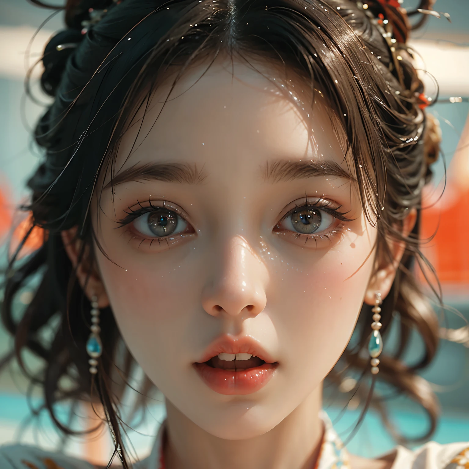 ExtremelyDetailed KAWAII girl Face,(Close-up big lips), glossy lips with beautiful details, Coquettish tongue, Kissing to camera, towards the viewer, 8K TopQuality masterpiece,an extremely delicate and beautiful (ProfessionalPhoto:1.37), Amazing,finely detail,official art,incredibly absurdres,ultra-detailed,close-up shot, close up, (fish eye lens), wide lens, macro lens, Detailed brilliant Eyes ElaboratePupils with (sparkling highlights:1.28) (Delicate Voluminous LongEyelashes:0.88), (offshoulder ExposedShoulder)