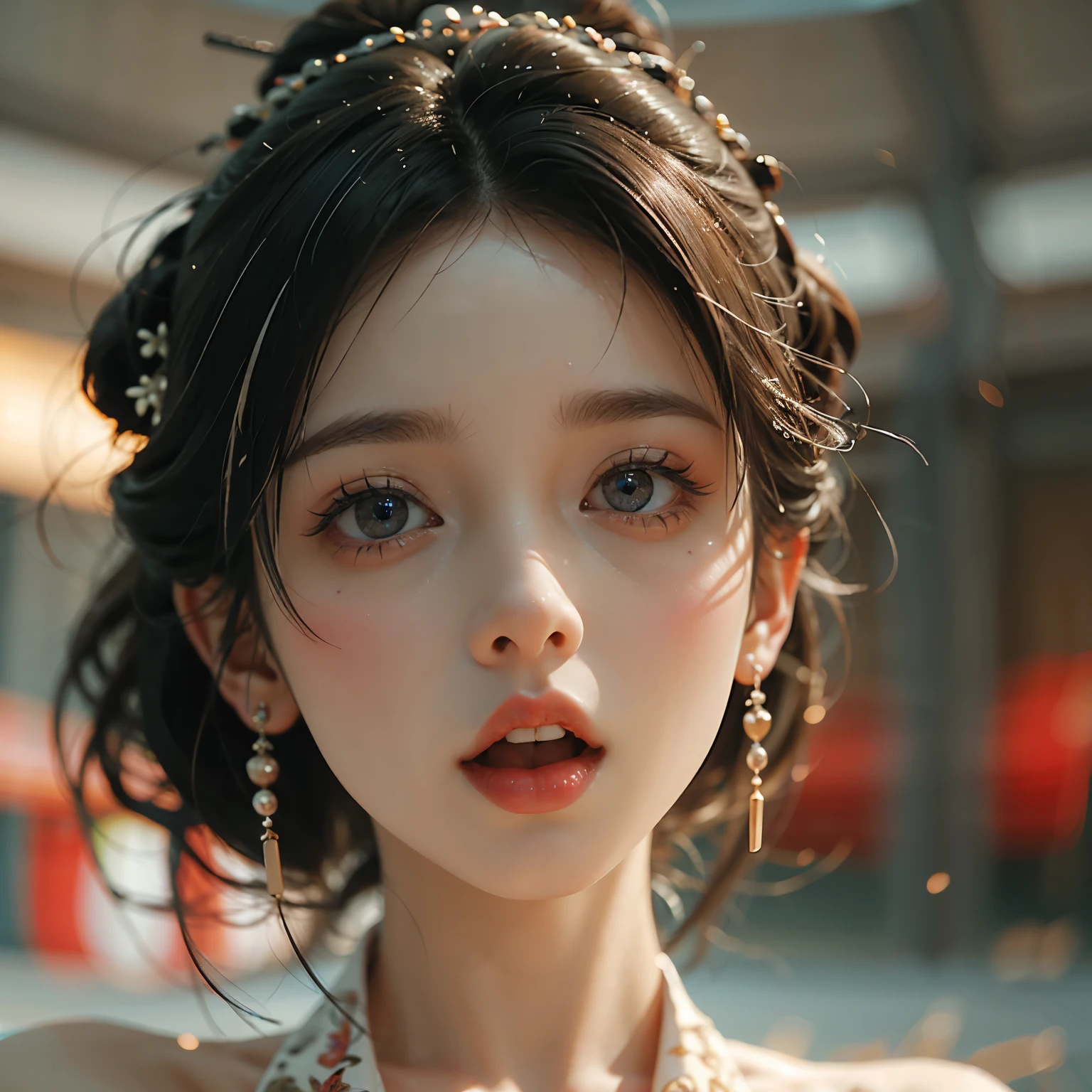 ExtremelyDetailed Kawaii girl Face,(Close-up big lips), glossy lips with beautiful details, Coquettish tongue, Kissing to camera, towards the viewer, 8K TopQuality masterpiece,an extremely delicate and beautiful (ProfessionalPhoto:1.37), Amazing,finely detail,official art,incredibly absurdres,ultra-detailed,close-up shot, close up, (fish eye lens), wide lens, macro lens, Detailed brilliant Eyes ElaboratePupils with (sparkling highlights:1.28) (Delicate Voluminous LongEyelashes:0.88), (offshoulder Sticking tongue)
