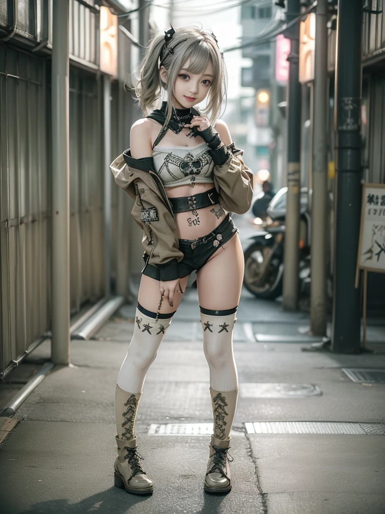 (4 girls, 4 girls:1.5)、(Full Body View:1.2)、(Smiling with teeth showing:1.3),(Shibuya Gal:1.5)、(Beautiful gravure model:1.5)、(Neo-goth fashion:1.5)、(Punk RockVisual Kei:1.5)、(An off-the-shoulder hoodie in olive and beige colors, adorned with delicate silver accessories.:1.5)、(Beige and white corset with delicate design:1.4)、(Olive and white snakeskin bodysuit:1.5)、(head band:1.3)、(Beige and olive knee socks:1.4)、Embellished collar and long boots、(I&#39;m selling snake print underwear.:1.4)、(Long eyelashes:1.3)、(20-year-old)、((Highest quality、8k、masterpiece:1.3))、Slim and beautiful abs:1.3、(hairstyle casual、Beautiful boobs:1.1)、(Doing an aerobics pose:1.3)、dress:1.1、Super small face、Narrow eyes、double eyelid、A sloppy smile、Esbian all over body、Dynamic Angle、Close-up、CPL Filter、Blurred Background、Bokeh、Blue Hour、Detailed face and skin texture、Detailed eyes、,(Twin tails:1.3)、(Black brown hair:1.3)、Gravure idol、(The background is a bright and glamorous fashion show stage.:1.3)、(Make your legs thinner:1.4)、(Slim Body:1.3)、(clavicle:1.1)
