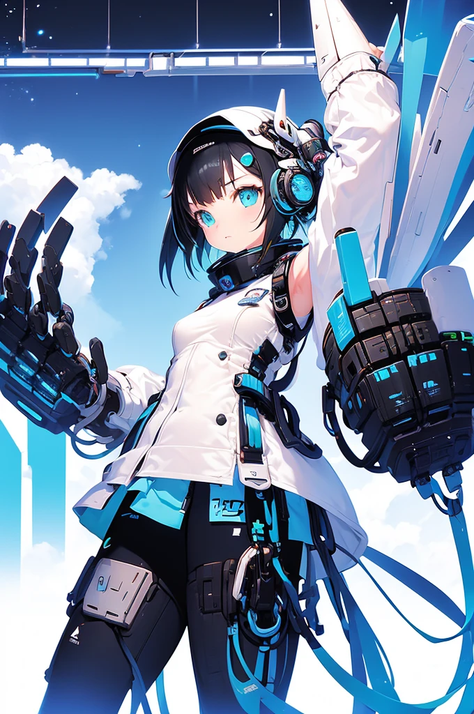 Cute and naughty sci-fi simple style mecha girl avatar，Show your face