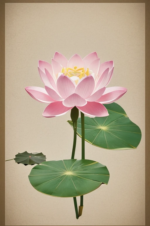 "Beautiful lotus flower icon。The design is simple、Uses clean lines and soft pastel colors。Flowers in the center1Two are placed、On a lotus leaf。The background is simple。
