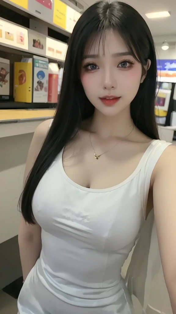 a close up of a woman with long hair wearing a dress, a photorealistic painting by Lü Ji, trending on cg society, computer art, beautiful asian woman, beautiful south korean woman, asian beautiful face