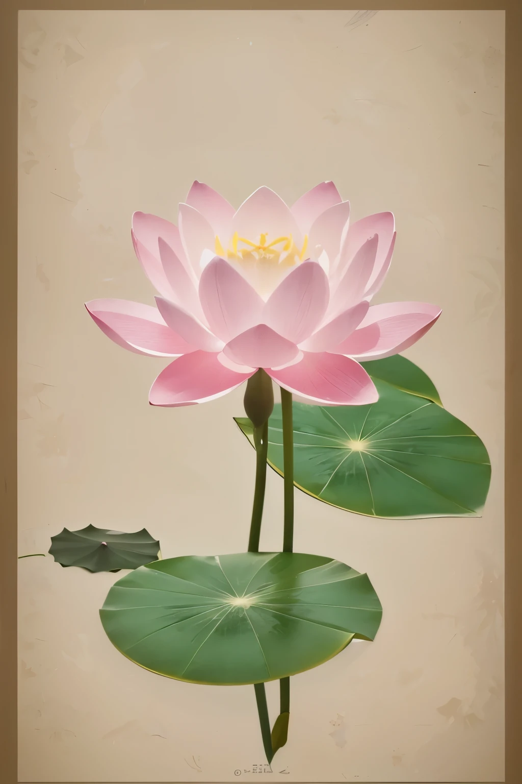 "Beautiful lotus flower icon。The design is simple、Uses clean lines and soft pastel colors。Flowers in the center1Two are placed、On a lotus leaf。The background is simple。Blooming from within the pond。Illuminated by the moonlight。Flowers are shining。