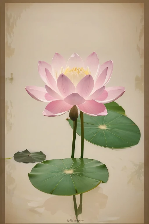 "Pond in the background。Flowers bloom from within。Illuminated by the moonlight。Flowers are shining。