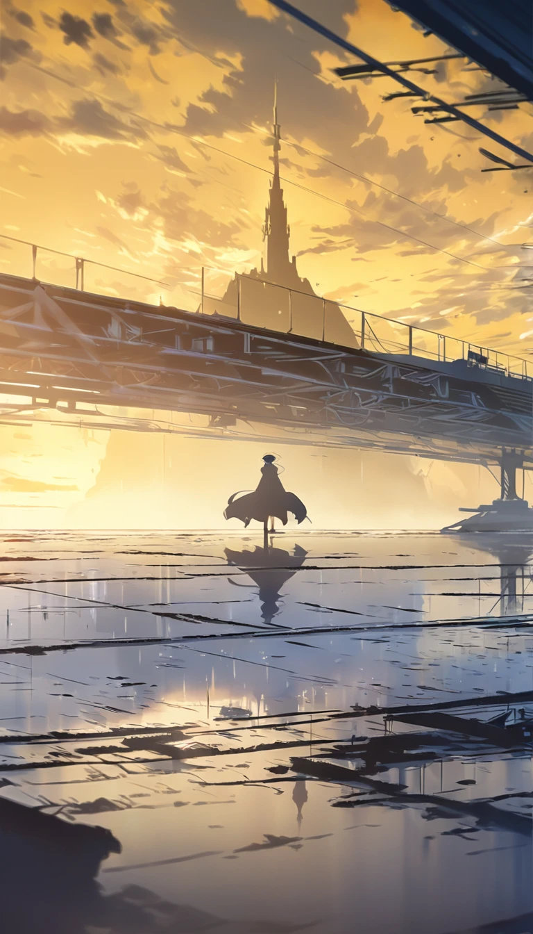 high resolution、４K、　Blue Archives style、A fantastic atmosphere、Blue Archives Illustration、Single image、Facing、Yellow atmosphere