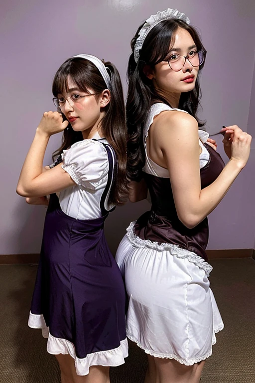 Mother , tight maid dress(19th century) , big ass , purple dress, vulpourus but covered , tight dress , ass to front, position for sex
Glasses , Maid dress , beside her is her daughter also in maid dress with a brown man behind them