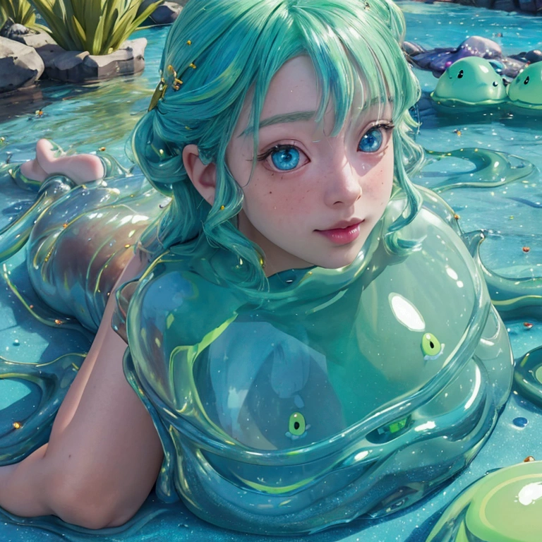 score_9, score_8_up, score_7_up, score_6_up, underwater, underwater effects, light refraction, pov, up-close, real live mermaid encounter, shimmering scales, skin scales, short seafoam green hair, medium breasts, erect nipples, more real, fantasy realism, realistic, kiss simulator