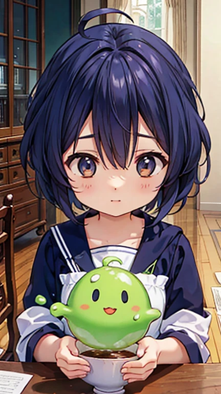 Slime character and one girl