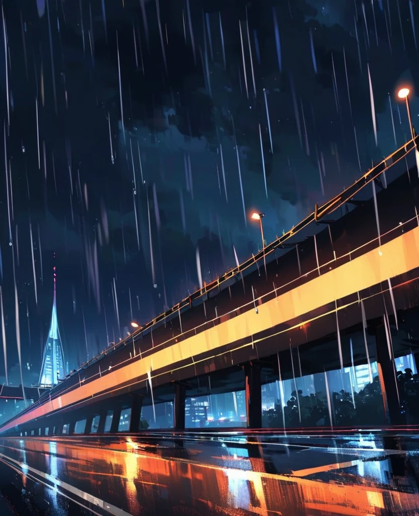 Nigh highway while raining