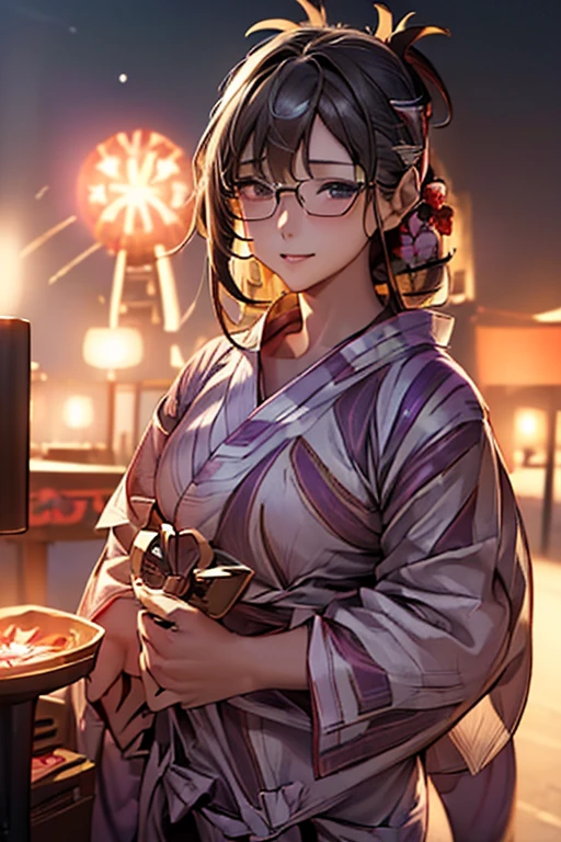 ((Highest quality)),(超High resolution),(Very detailed),(Detailed Description),((The best CG)),(masterpiece),Ultra-detailed art、(Highest quality、8k、32K、masterpiece)、(Realistic)、(Realistic:1.2)、(High resolution)、Very detailed、Very beautiful face and eyes、1 female、((:1.3))、Tight waist、Delicate body、(Highest quality、Attention to detail、Rich skin detail)、(Highest quality、8k、Oil paints:1.2)、Very detailed、(Realistic、Realistic:1.37)、Bright colors、(whole bodyショット)、(Head to Toe)、((Head to Toe))、Sole、whole body、whole body、whole body、whole body、
((Night Park、Night Sky、milky way、firework、打ち上げfirework:1.6、Summer festival:1.8))、
(Masterpiece: 1.3)、(Highest quality: 1.3)、(High resolution: 1.3)、(long: 1.3)、(8k:1.3)
Big Breasts、
1 Girl:1.2、Beautiful girls、Intelligent girl、
((Gray Hair、longヘア、Twin braided bangs:1.2))、
Smile:1.3、Smooth、
(((yukata:1.8)))、
alone、
(Glasses)、