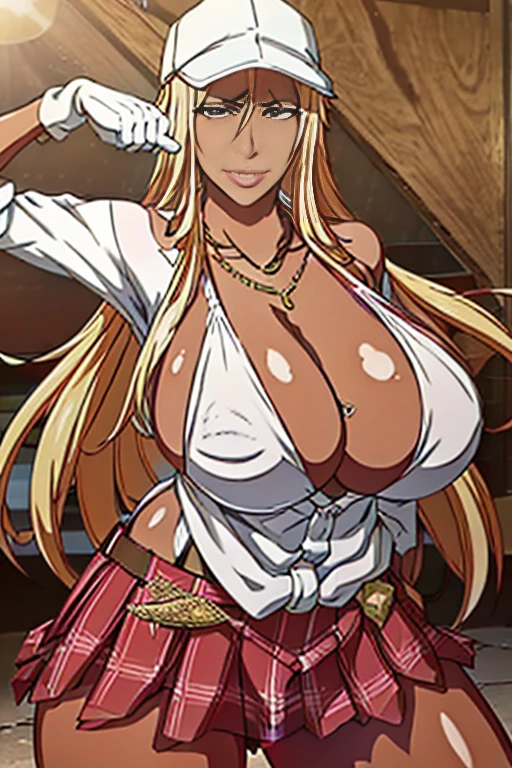 (((Actual Photos,High resolution, 8kHighest quality))),Very detailedな CG Unity 8k 壁紙, Highest quality, Very detailed, Tabletop, Realistic,Very detailedなMature Woman,Mature Woman, ((Huge breasts))Big cleavage ,Big Ass,Big Ass,Thick thighs,Saggy breasts,Narrow waist,Wide Hips,(((Off-the-shoulder bikini top:1.2)))、 (Apron Golf Mini Skirt) , (Wearing golf gloves),Wear a sun visor, Beautiful Eyes, ((The shape of the nipples is visible even through clothing))、Realistic female hands、audience, blush,A light smile, Lips parted, cowboy shot、 Tight golf wear、With your tongue firmly up、Muchimuchi Body,Hard nipples,Nipples are visible,(((ボタンが閉まらないほどHuge breasts)))、Thick thighs、(One Woman)、Tight mini skirt,(((Off-the-shoulder bikini top)))、Big Breasts、Long legs,Knee-high boots、(((Random Pause)))、Golf course、(Full body photo),Golf Tournament、Vulgar female professional golfer, 、(((Gold Necklace:1.4)))、(((Gold bejeweled stone gal belt:1.4))),(((Blonde Hair、Dark tanned skin、Brown skin:1.2)))