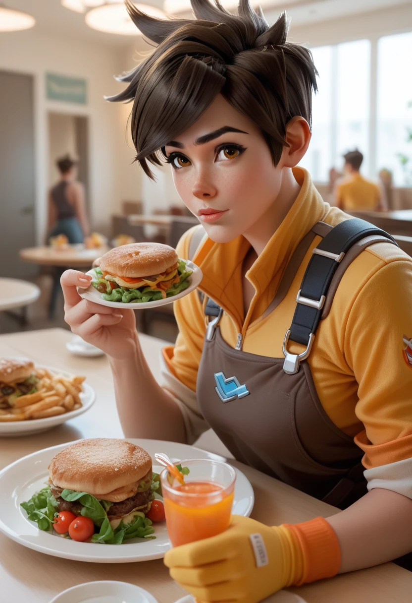 two muscle woman dinner tracer